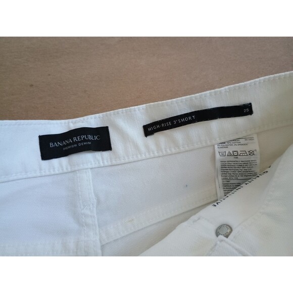 Banana Republic Ladies White Jean Shorts High Rise 3" Size 25 - Picture 3 of 5